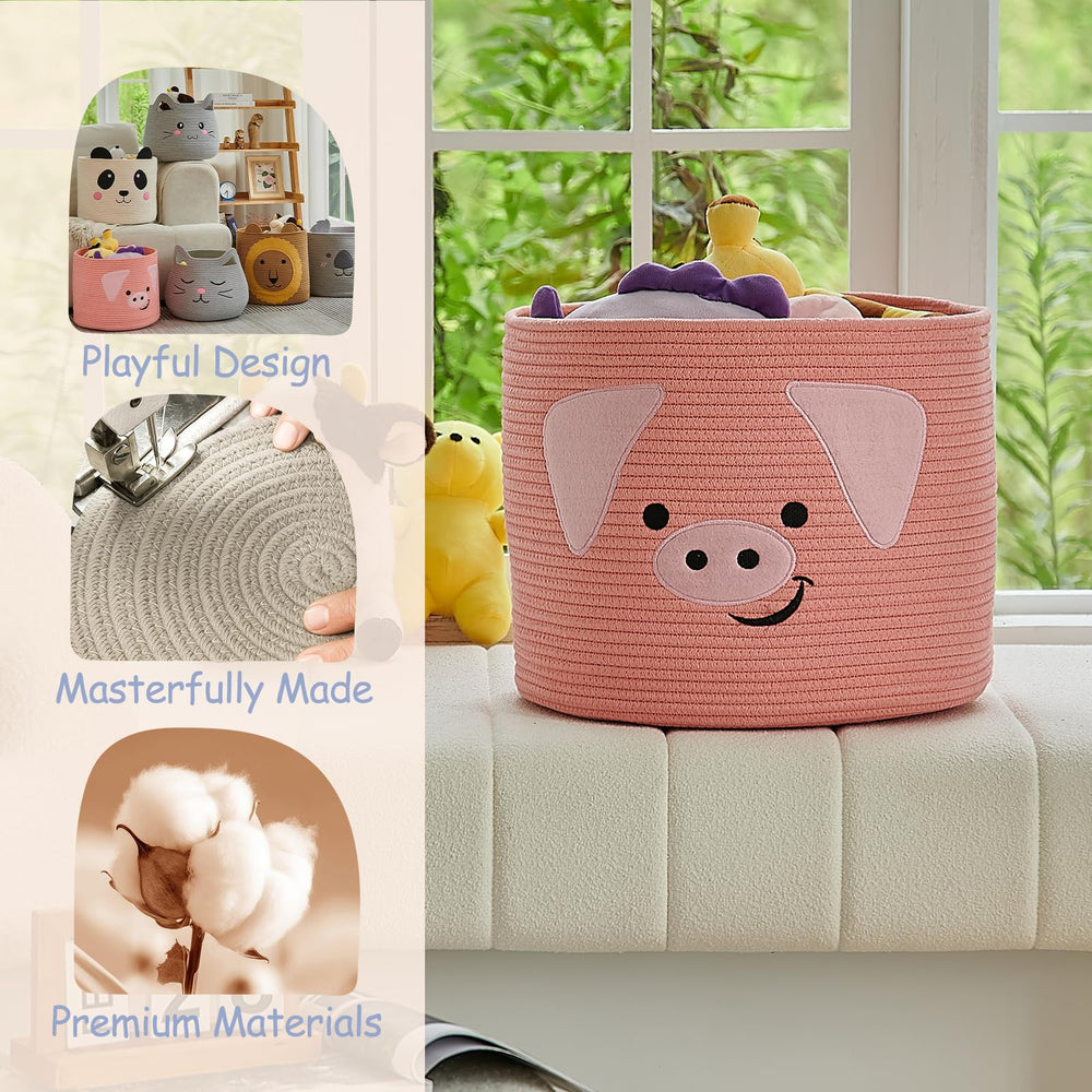 OMERAI durable handwoven cotton rope basket for sturdy storage in any room.