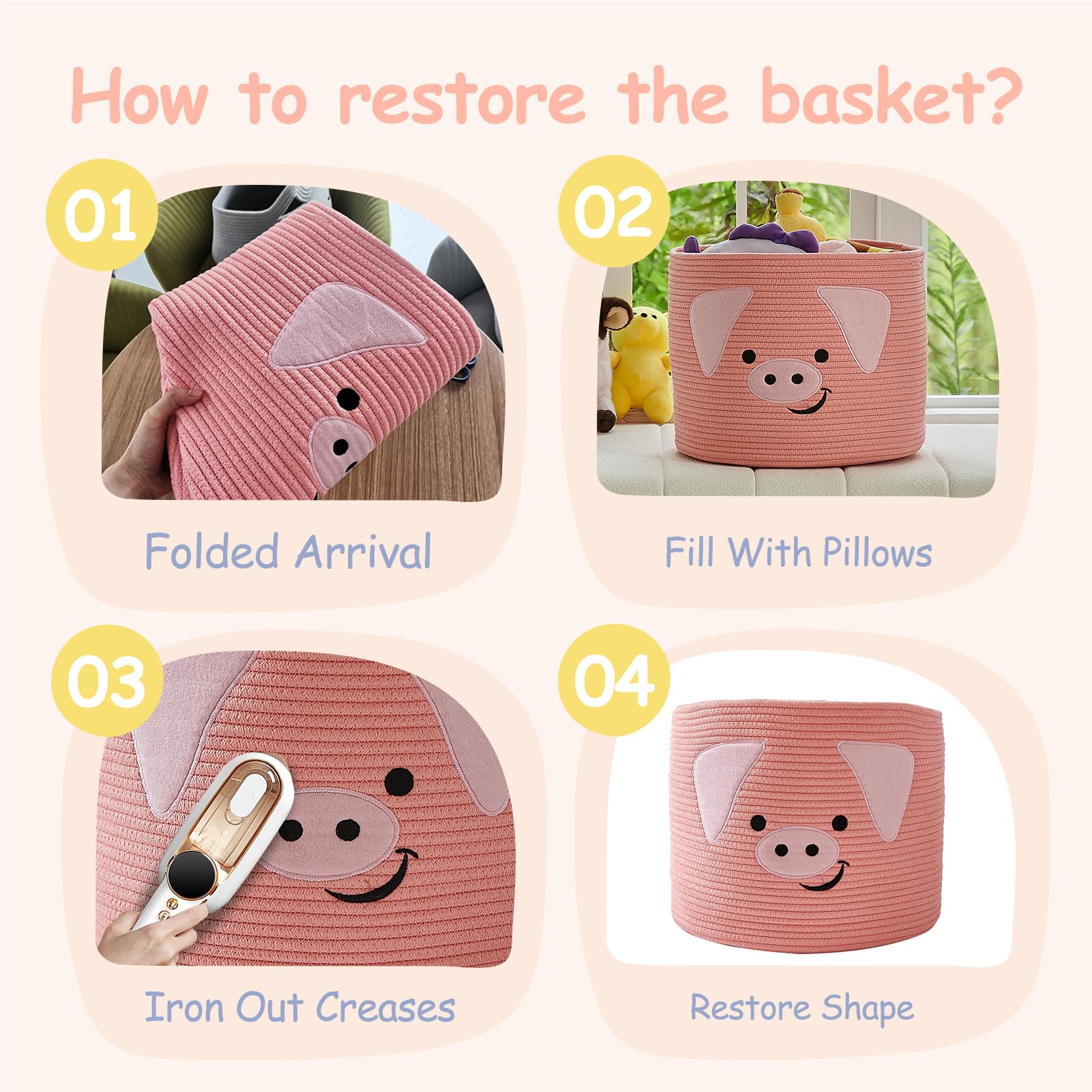 OMERAI basket with invisible side handles for portable organization.