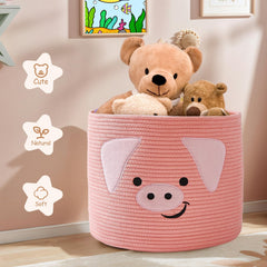 OMERAI toy and blanket basket in pink for organizing kids' spaces.