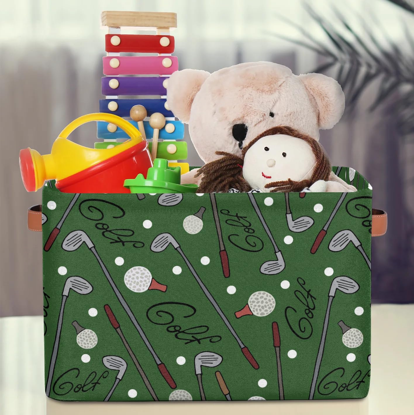 OMFUNS golf rectangle storage basket used as toy bin in kids room