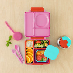 OmieBox teal snack container dishwasher-safe for easy cleanup after school