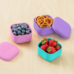 OmieBox teal snack container microwave-safe for reheating entrées