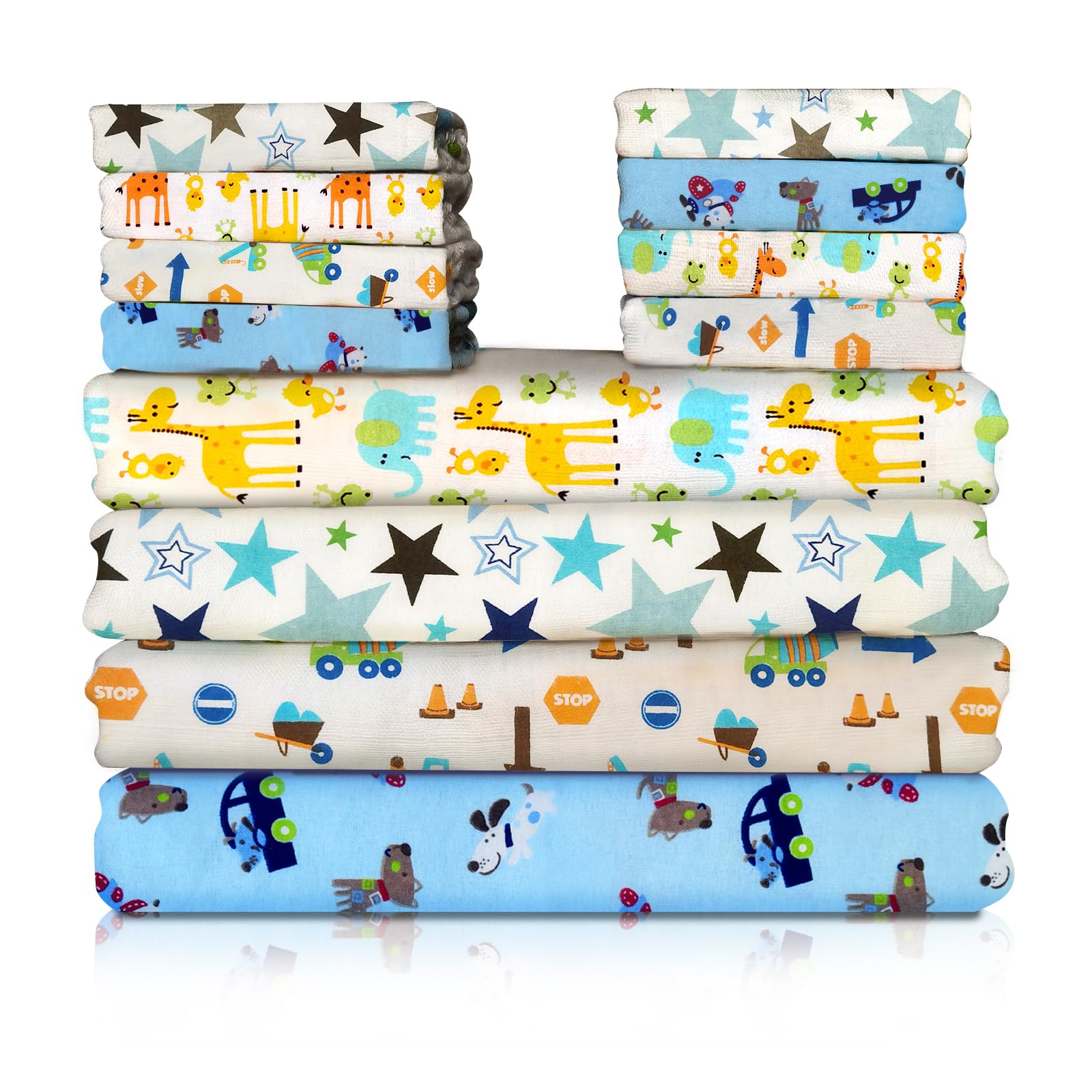 Omilion receiving blanket 4pack in soft flannel for cozy swaddling and warmth.