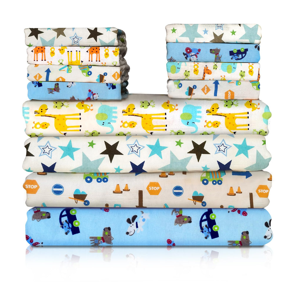 Omilion receiving blanket 4pack in soft flannel for cozy swaddling and warmth.