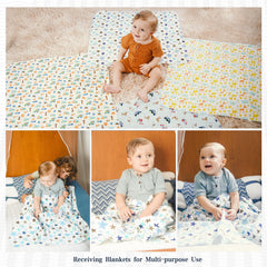 Omilion receiving blanket orange giraffe and elephant design for bedtime comfort.