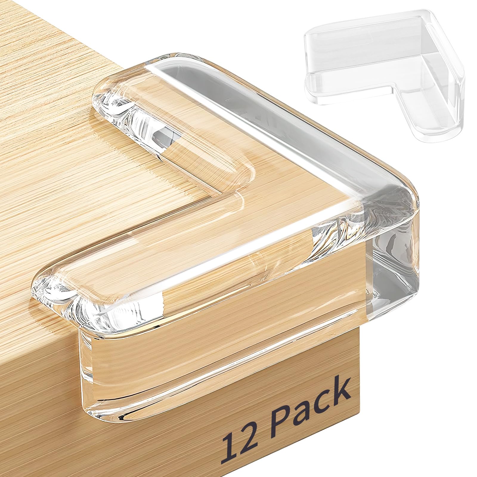Omiliv corner guard on clear table edge for baby-safe protection