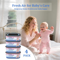 Omlishy odor-lock technology image showcases multi-layer film trapping diaper odors.
