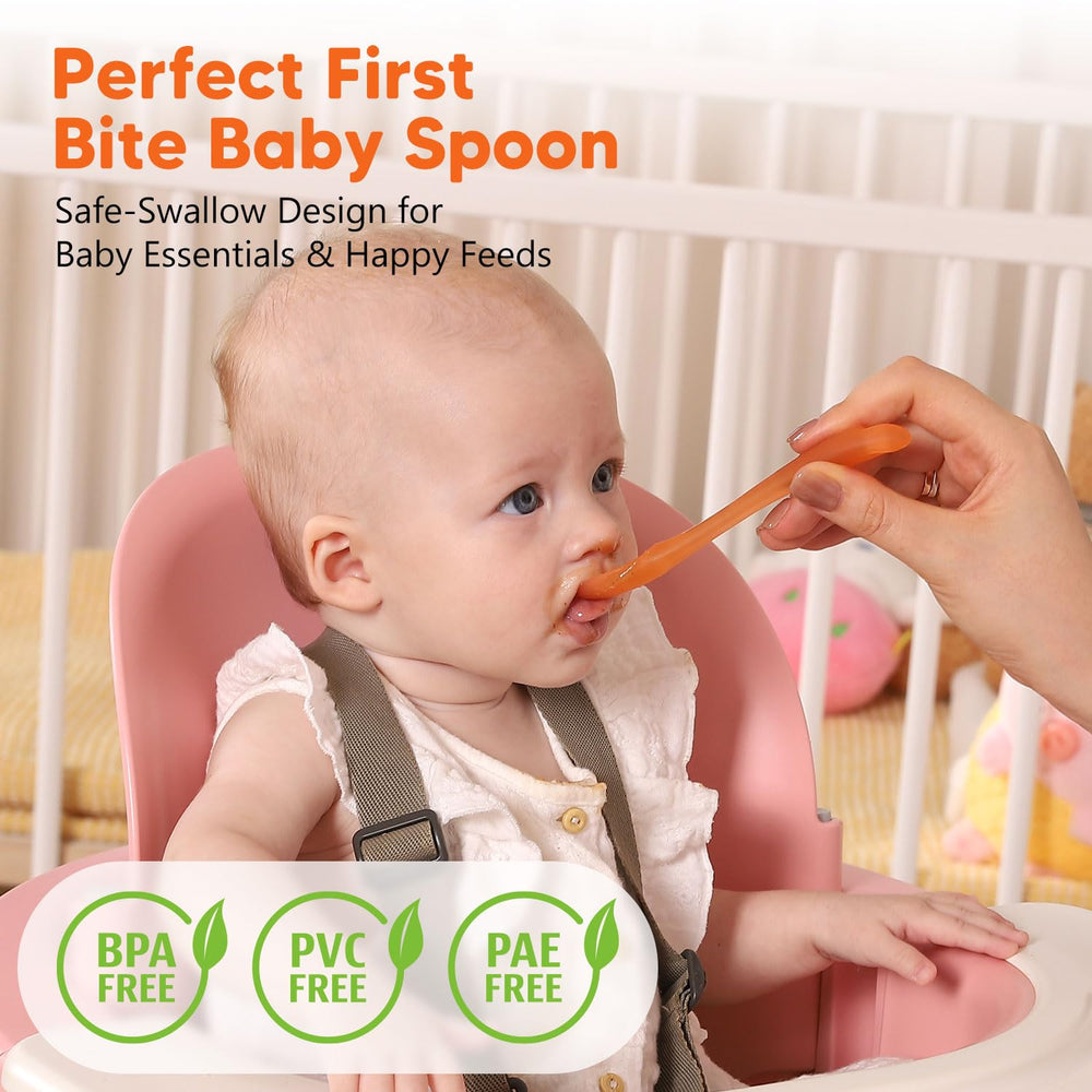 Omnilove baby spoons with safety chain for on the go meals