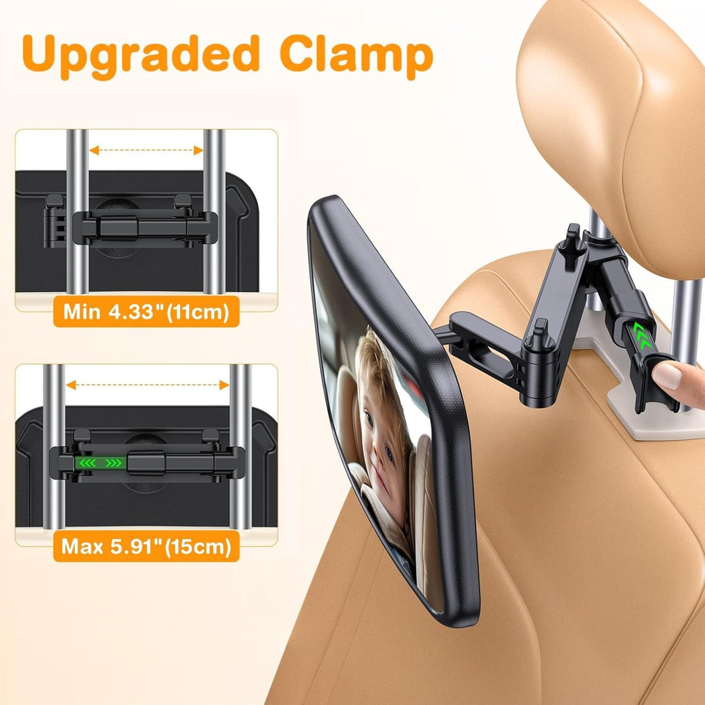 OMOTON wide 175° mirror showing clear rearward view for infant safety