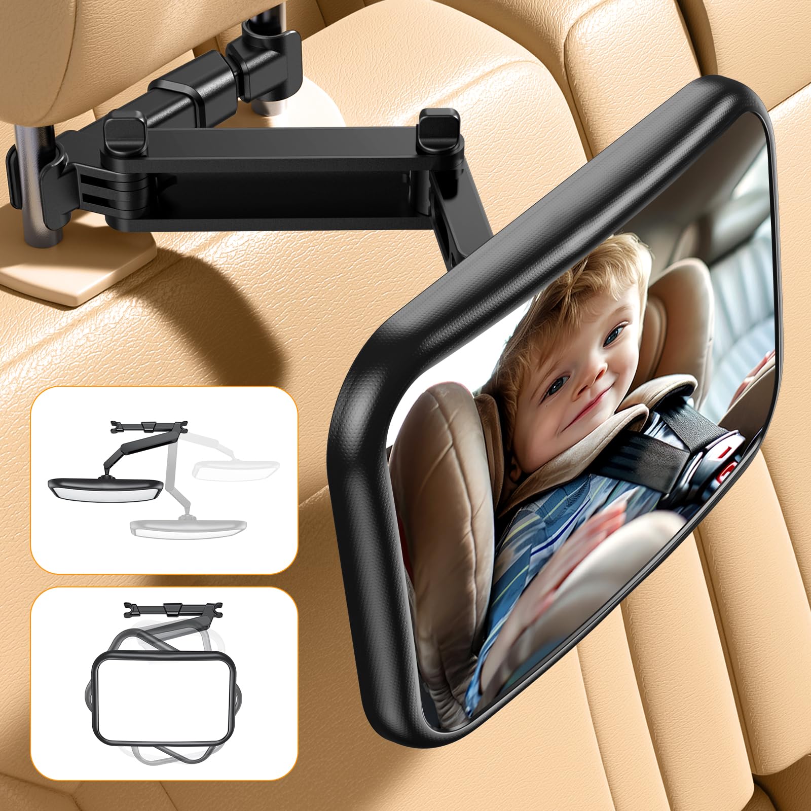 OMOTON 360-degree adjustable arm enables flexible angles for baby seating