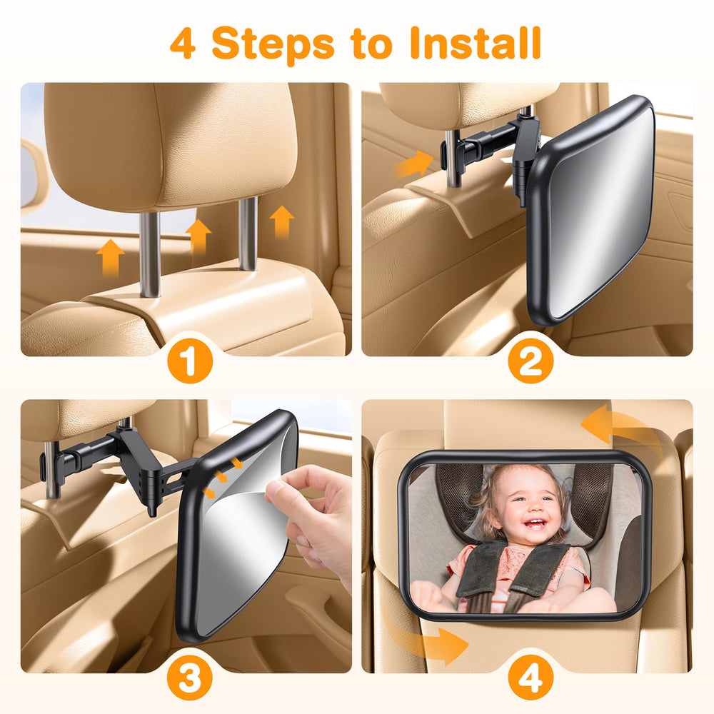 OMOTON easy install mirror fits adjustable headrests without tools