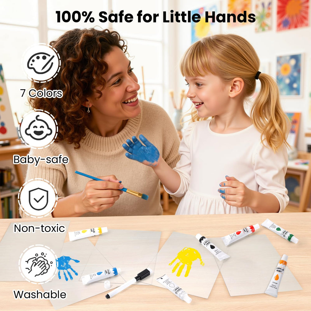Omrhvi Baby-Safe Paints Closeup highlighting non-toxic, easy-clean paints.