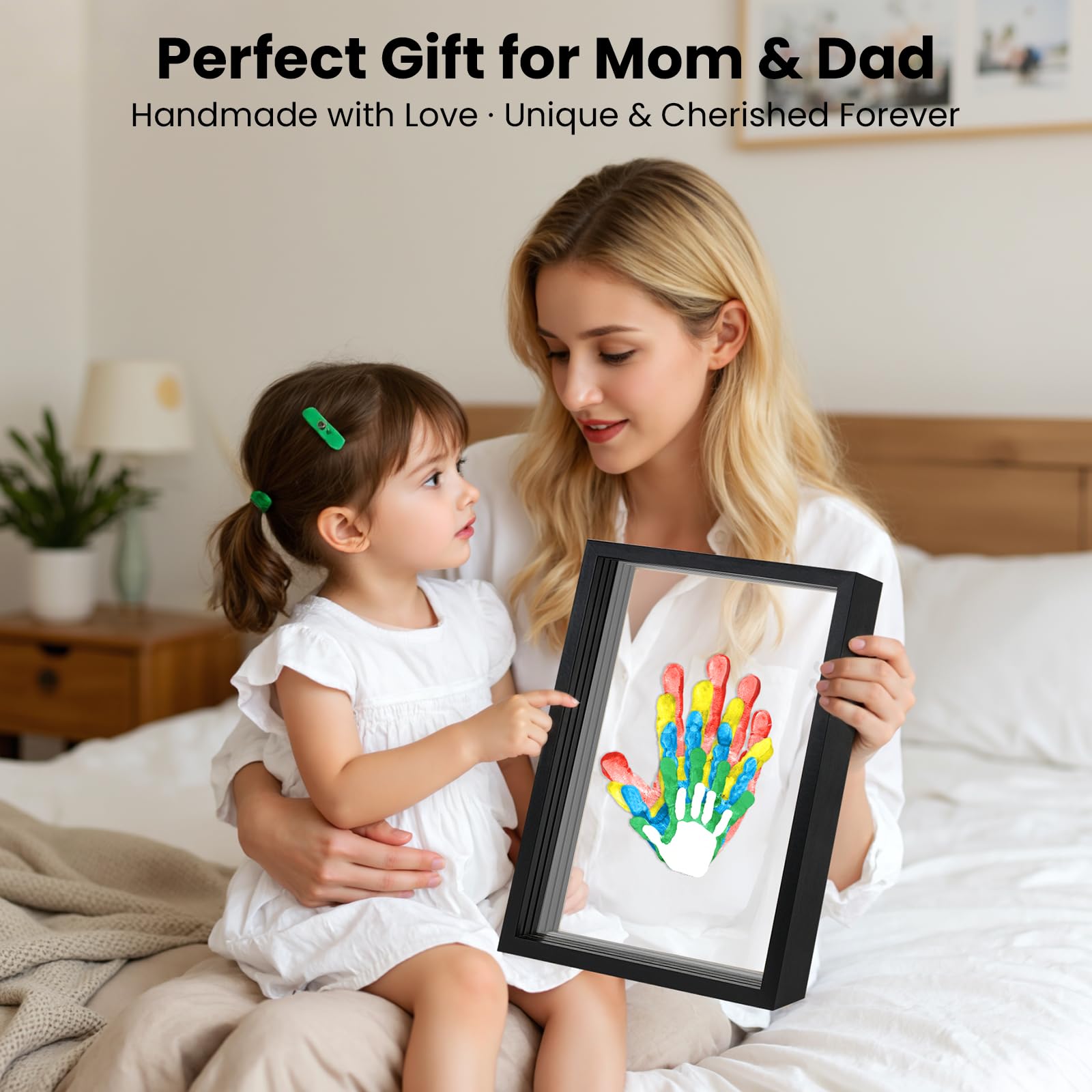 Omrhvi gift idea featuring a framed handprint keepsake for family celebrations