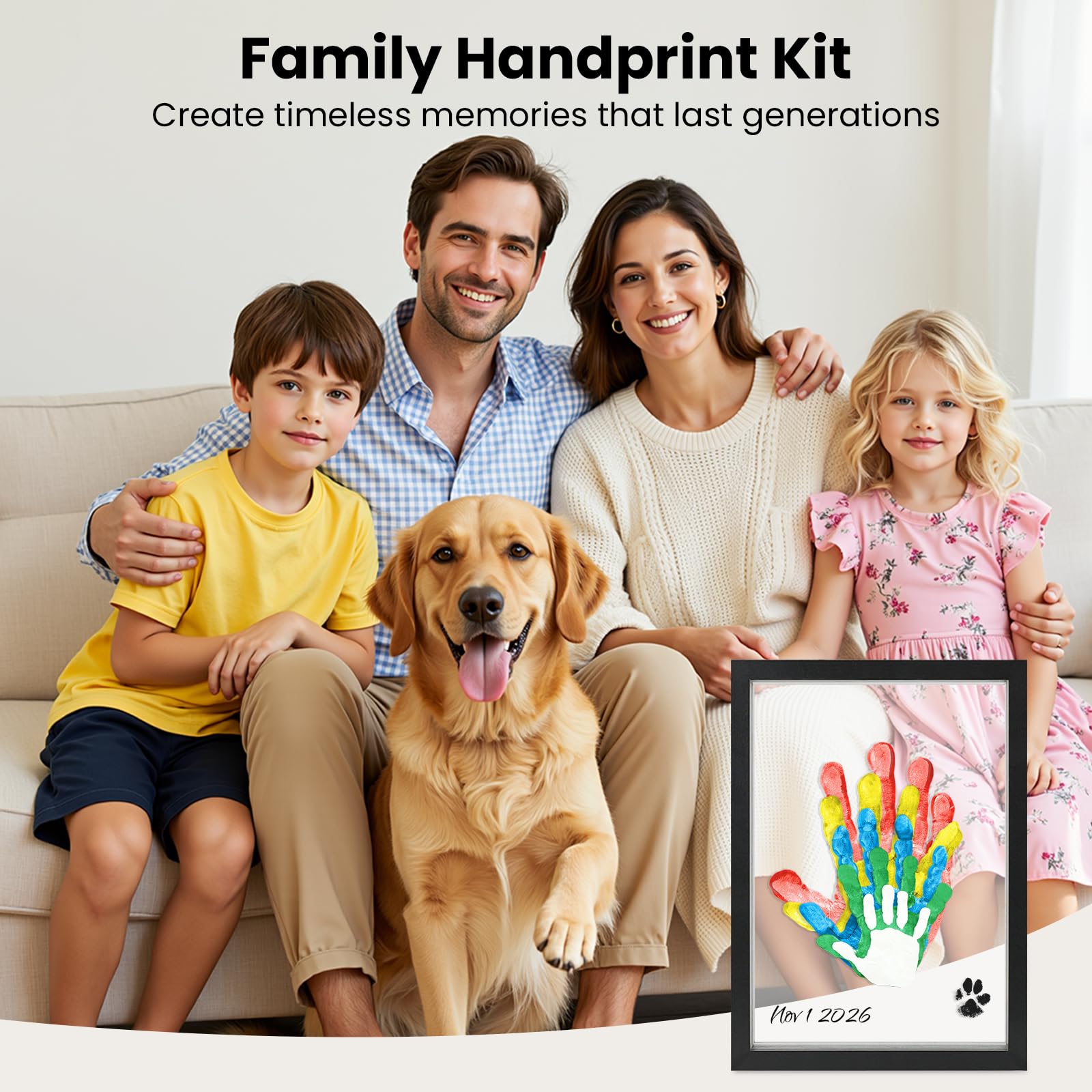 Omrhvi handprint frame close-up showing thickened acrylic glass for durability
