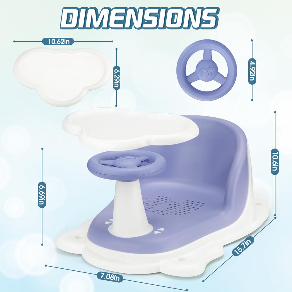 OMYbaby bath seat with tray blue 6 months up supports growing infants.