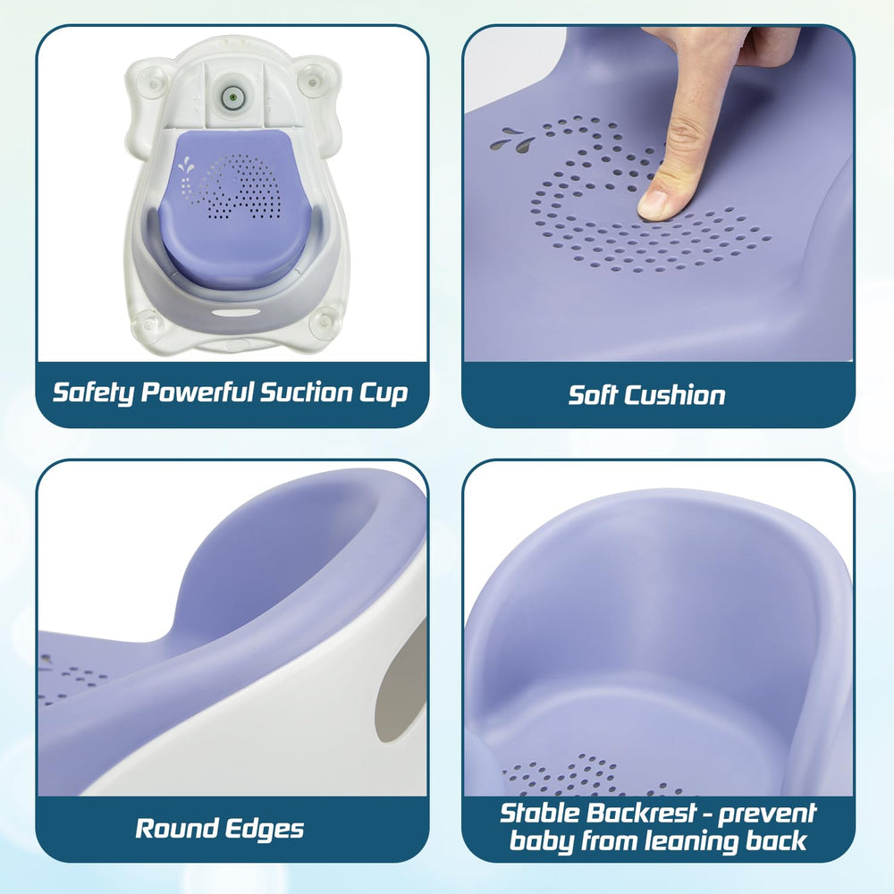 OMYbaby bath seat with tray blue ultra-strong suction cups ensure stable bathing.