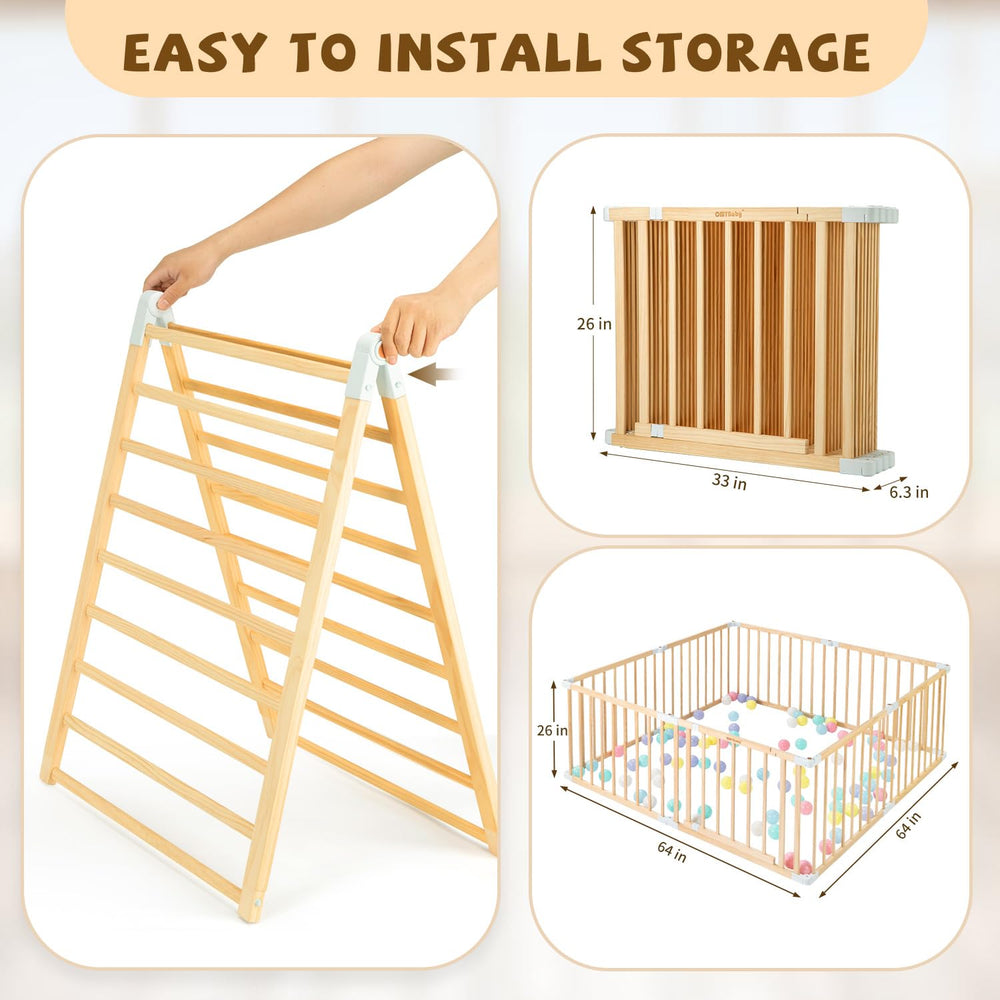 OMYbaby playpen shown in a nursery setup for learning and play.
