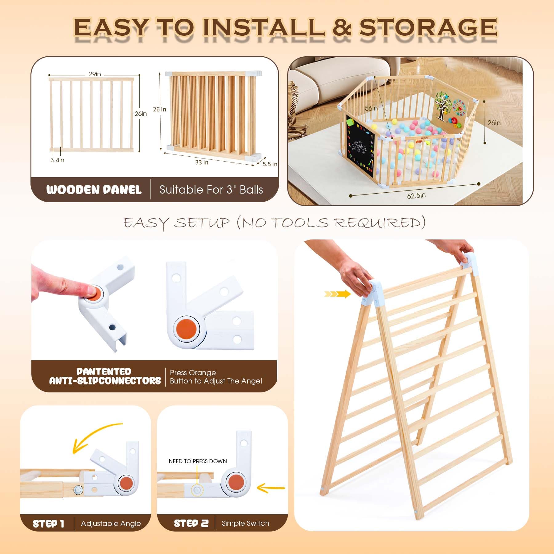 OMYbaby wood playpen nursery corner – creates a dedicated, safe play space in any room.
