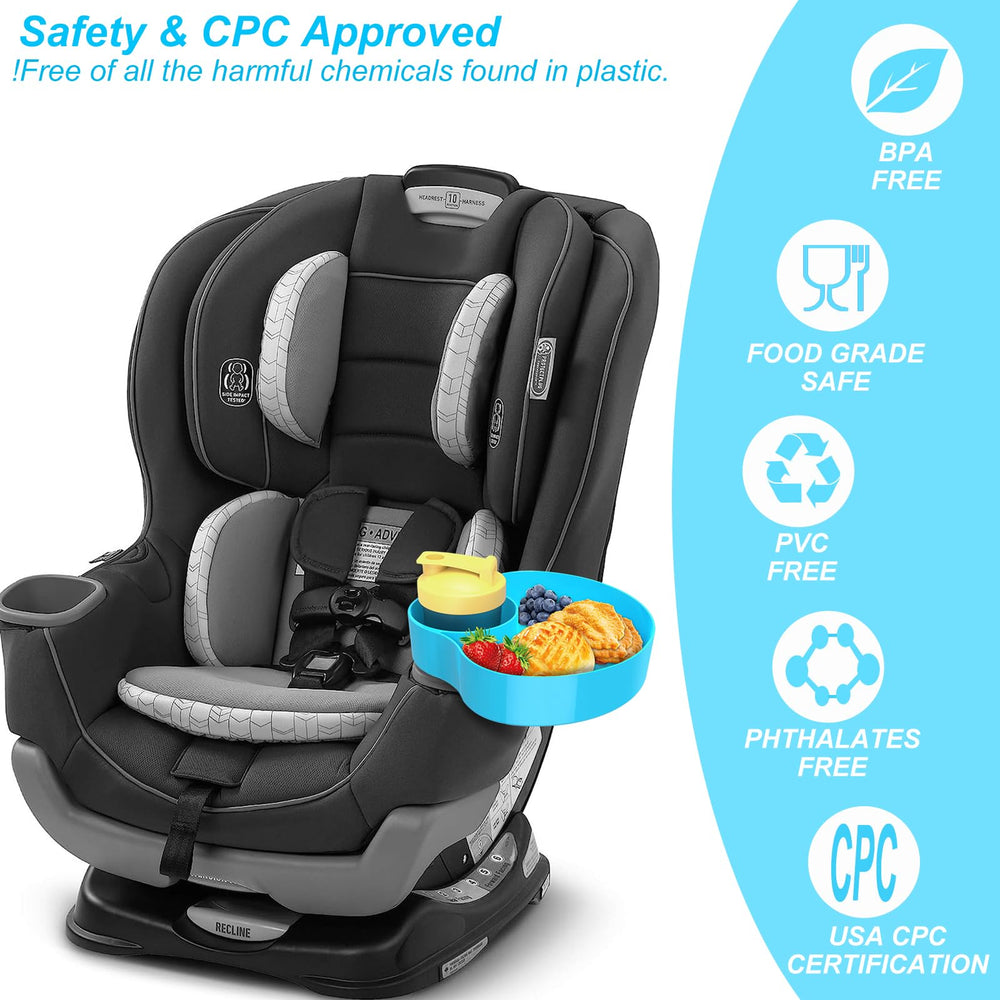 OMYPOTT kids snack tray cup holder blue-pink in-use keeps drinks within reach.