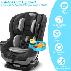 OMYPOTT kids snack tray cup holder blue-pink in-use keeps drinks within reach.