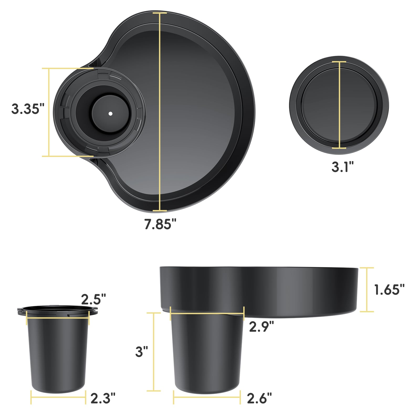 OMYPOTT car-seat-snack-tray-black finish complements interiors while offering durable functionality