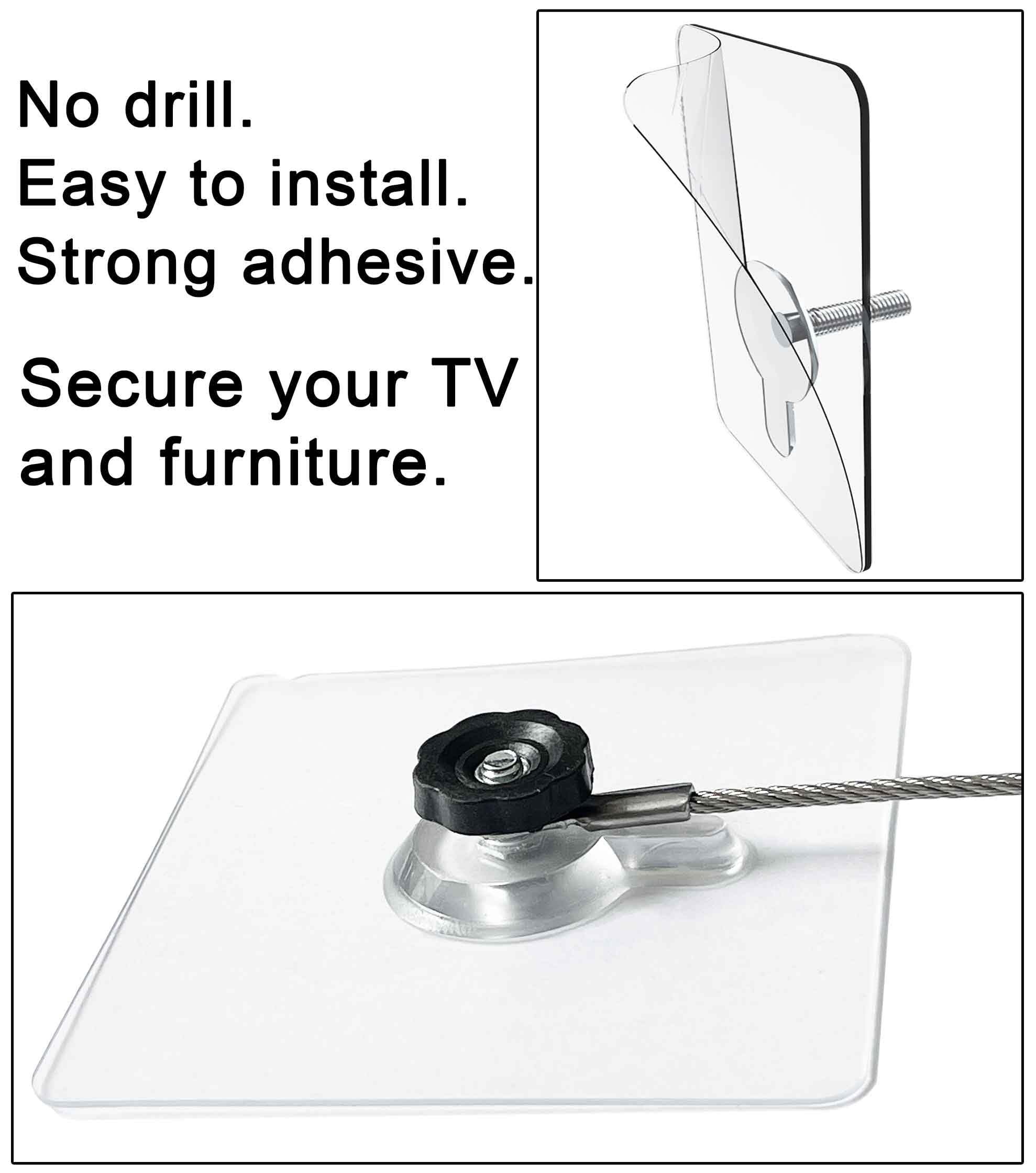 Omypuehen anti-tip TV safety straps securing a flat screen.