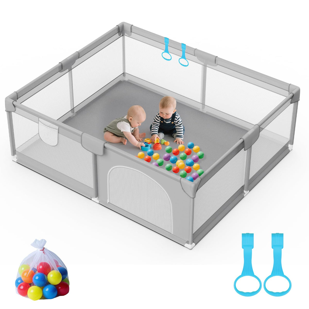 omzer 79x71 playpen outer view shows a spacious indoor play area.