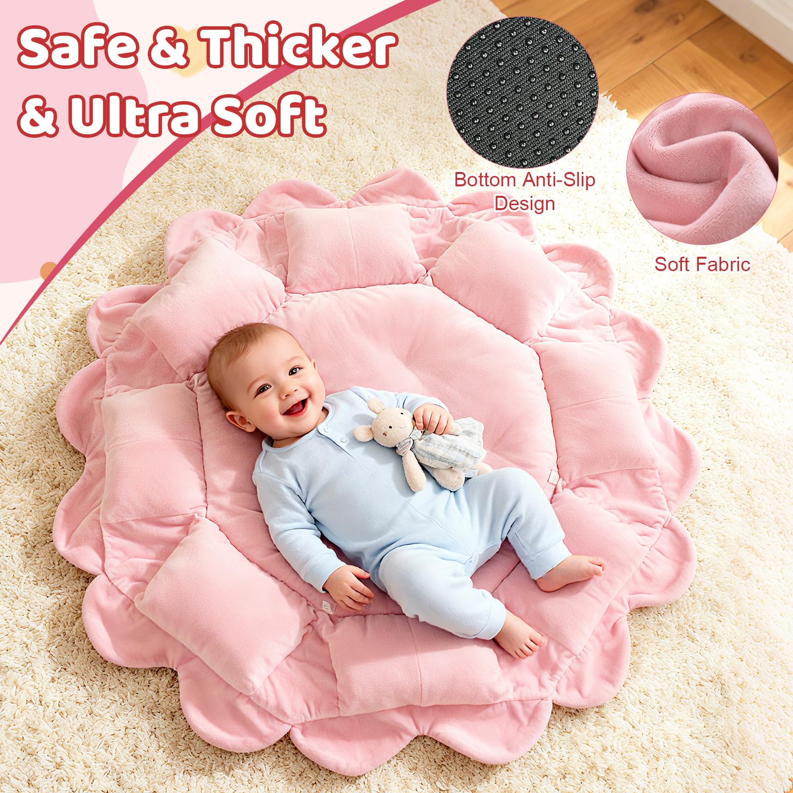 Omzer non-slip bottom keeps mat steady across floors.