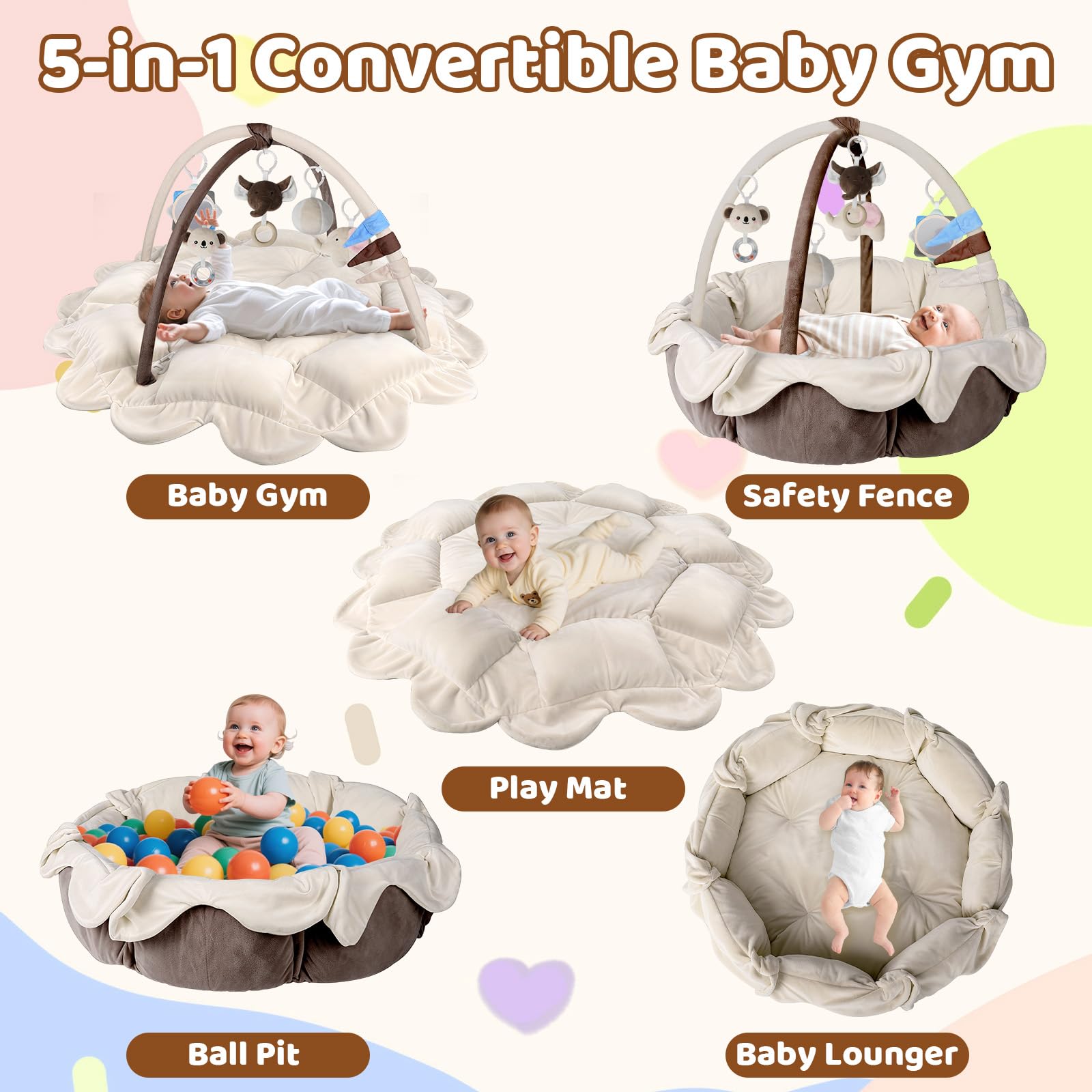 Omzer baby lounger mode shown for cozy newborn relaxation and supervised play.