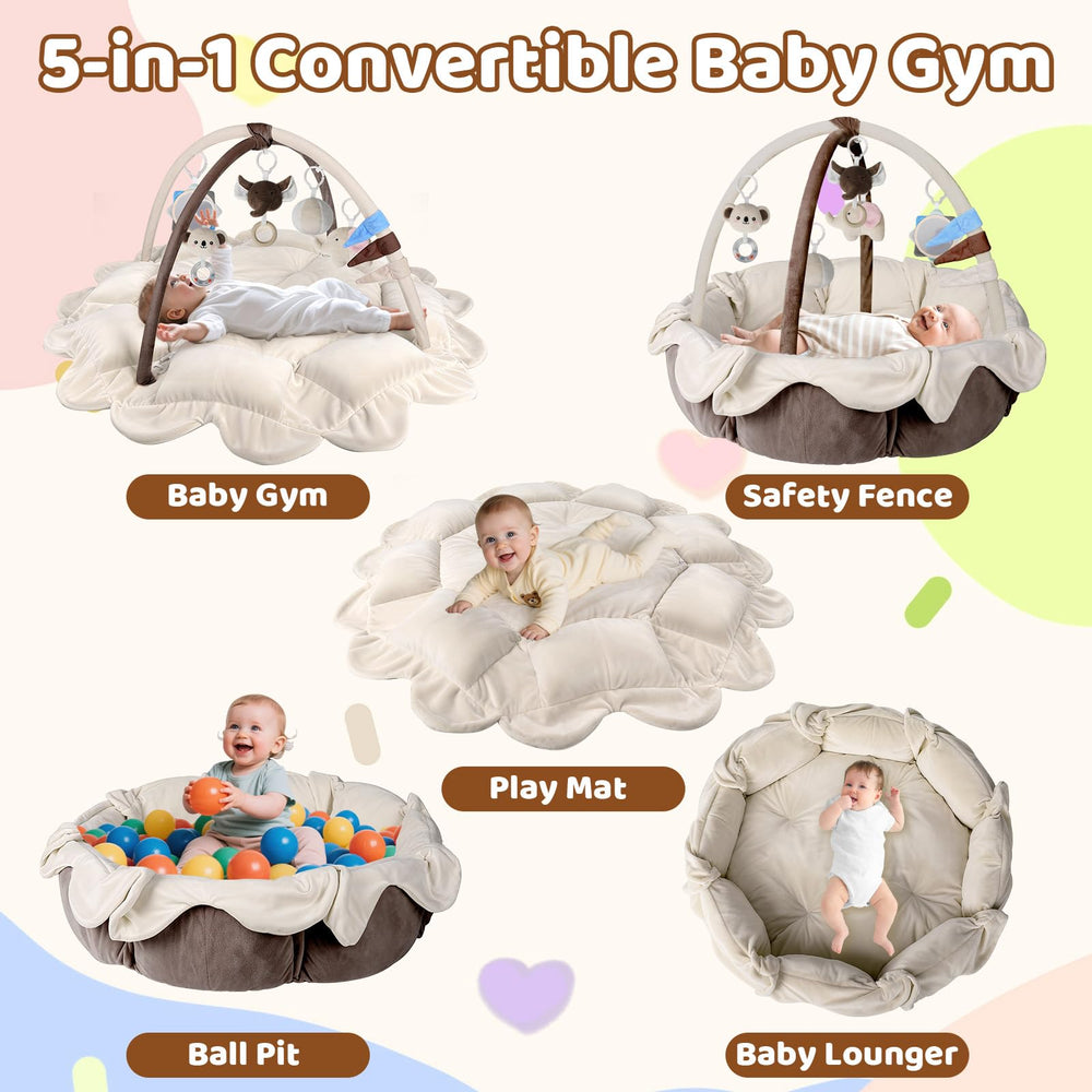 Omzer baby lounger mode shown for cozy newborn relaxation and supervised play.