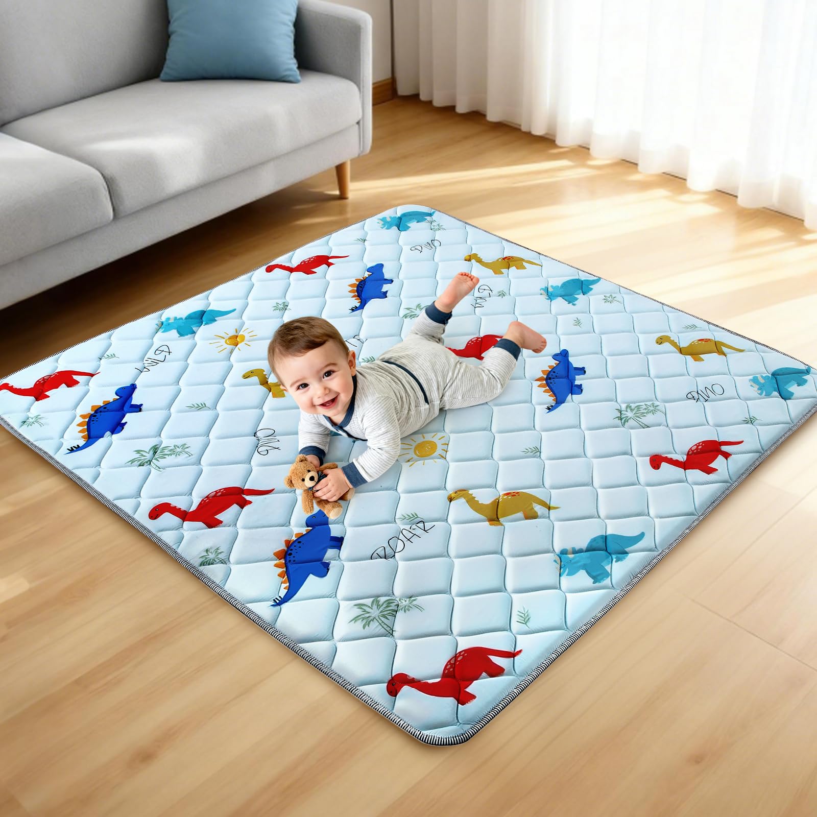 omzer baby play mat 47x47 foam padding for comfortable tummy time