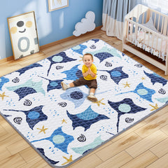 Omzer baby play mat 71x79 inches showcasing soft foam padding for comfortable crawling sessions.