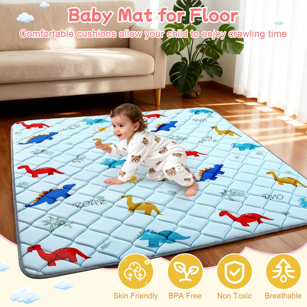 Omzer dinosaur-pattern design adds visual interest to a modern nursery.