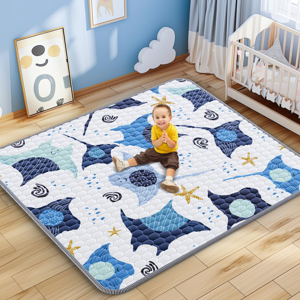 Omzer baby play mat folded for easy storage and quick setup.