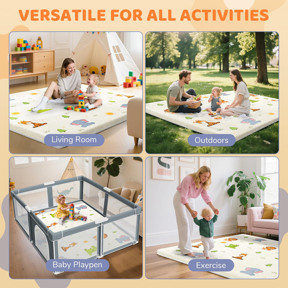 Omzer baby play mat removable cover highlights washable practicality.