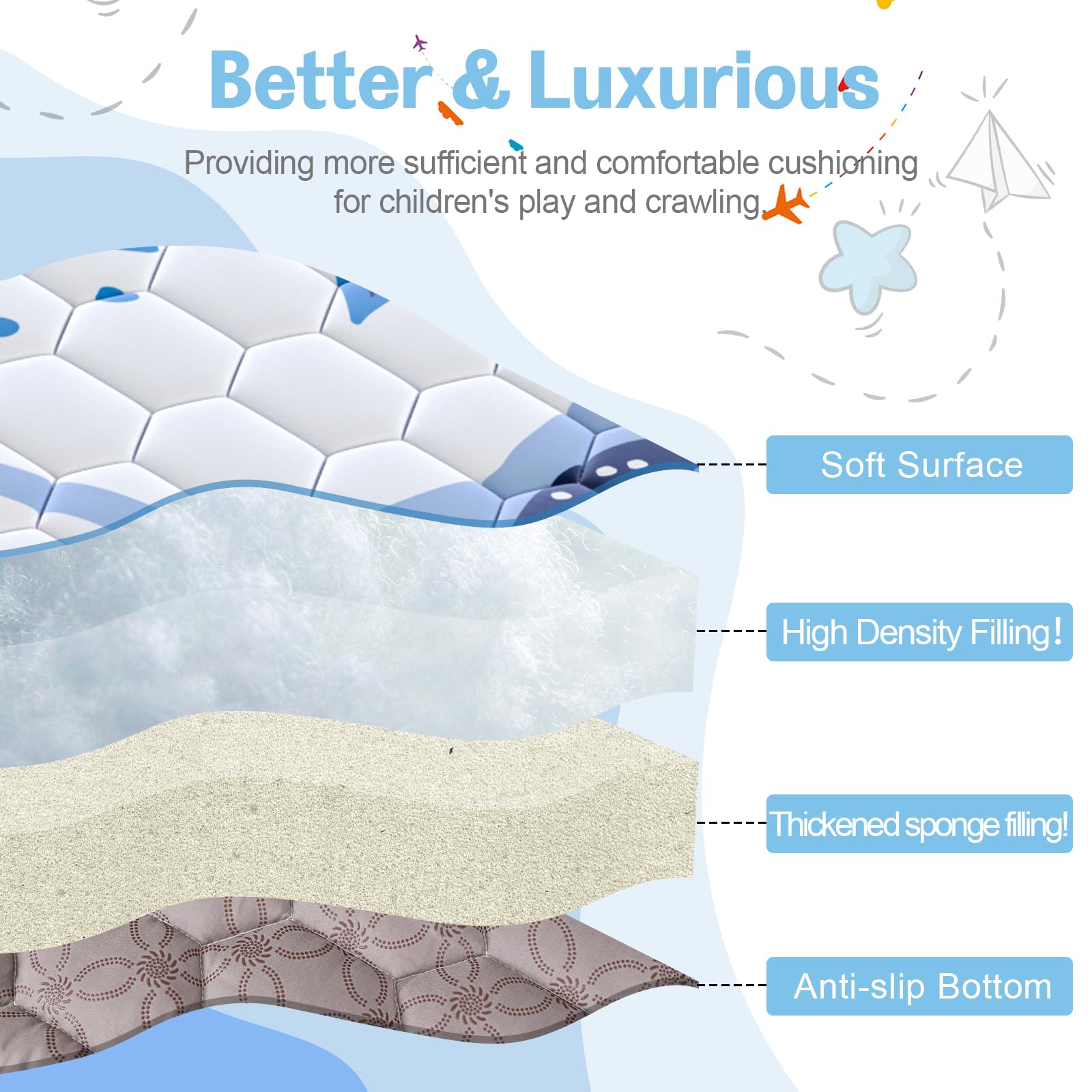 Omzer baby play mat machine washable for quick post-play cleaning.