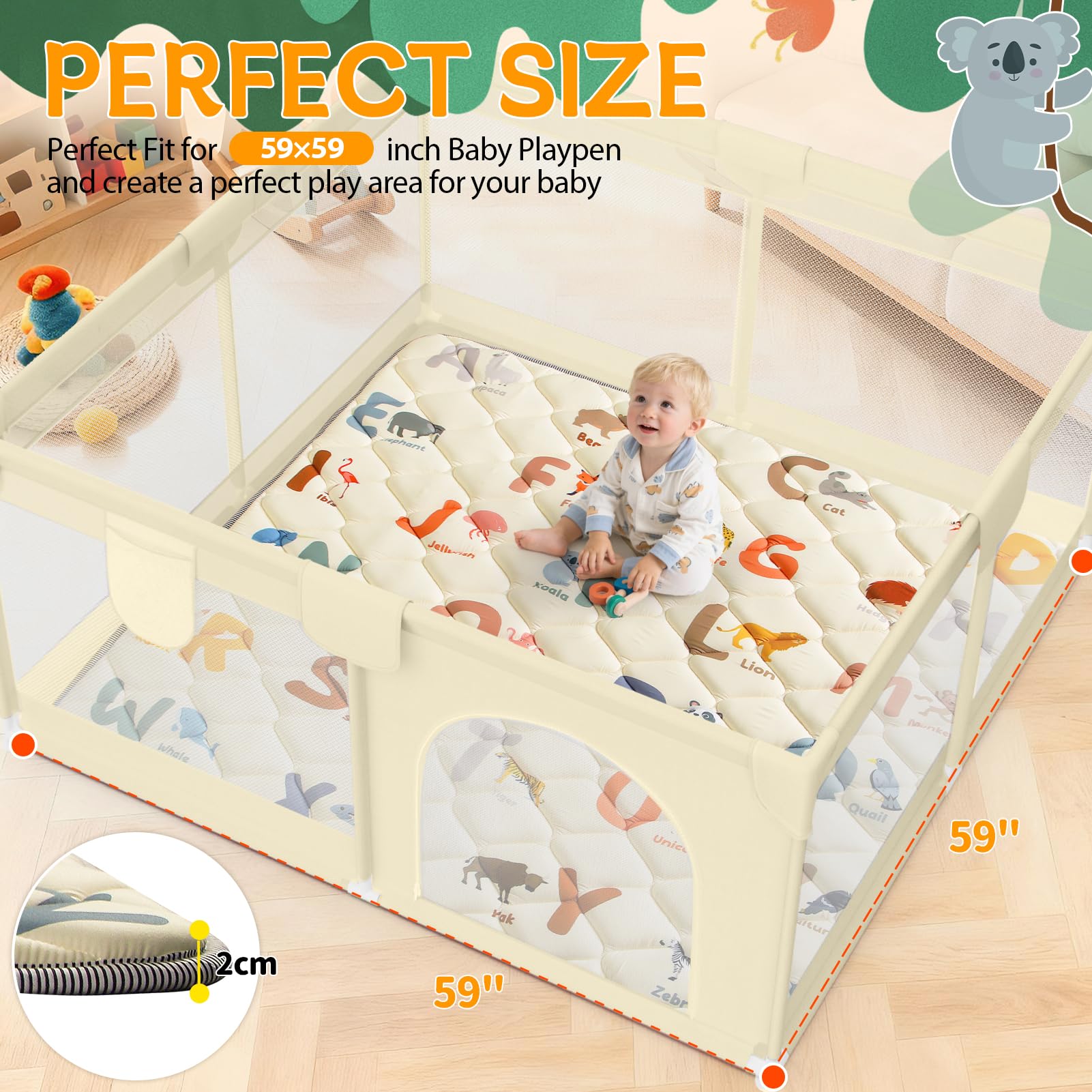 Omzer baby play mat non-slip back dots close-up for stable crawling.