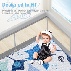 Omzer baby play mat ocean-theme design with vibrant colors stimulating visual curiosity during playtime.