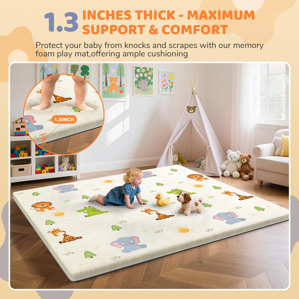 Omzer baby play mat removable cover being machine-washed for easy hygiene.