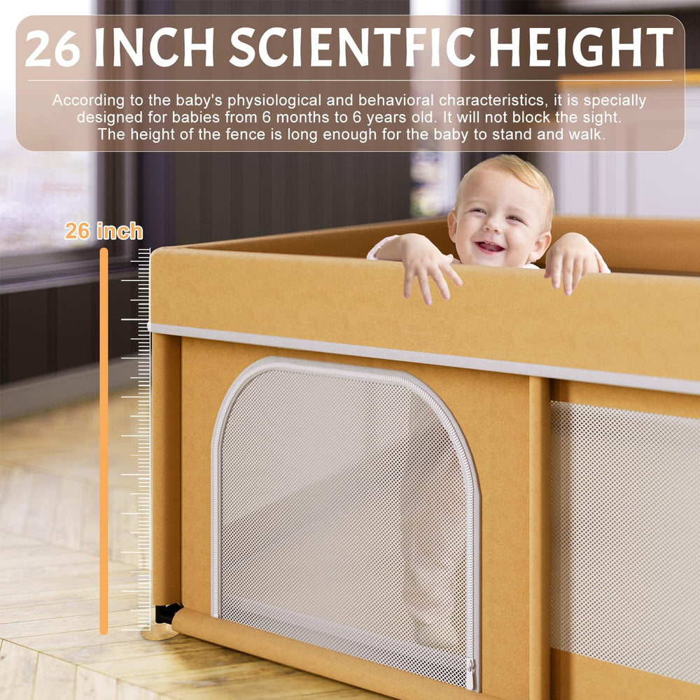 Omzer baby playpen easy-assembly diagonal-zip design facilitates quick setup