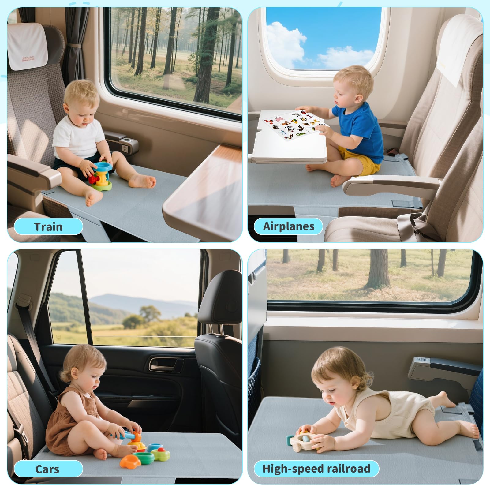 Omzer baby airplane bed quick-install attaches to belt and armrest on aircraft