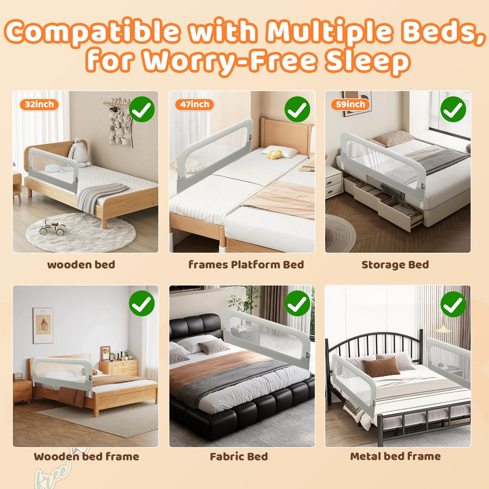 omzer bed guard rail sits between mattress and frame for secure fit.