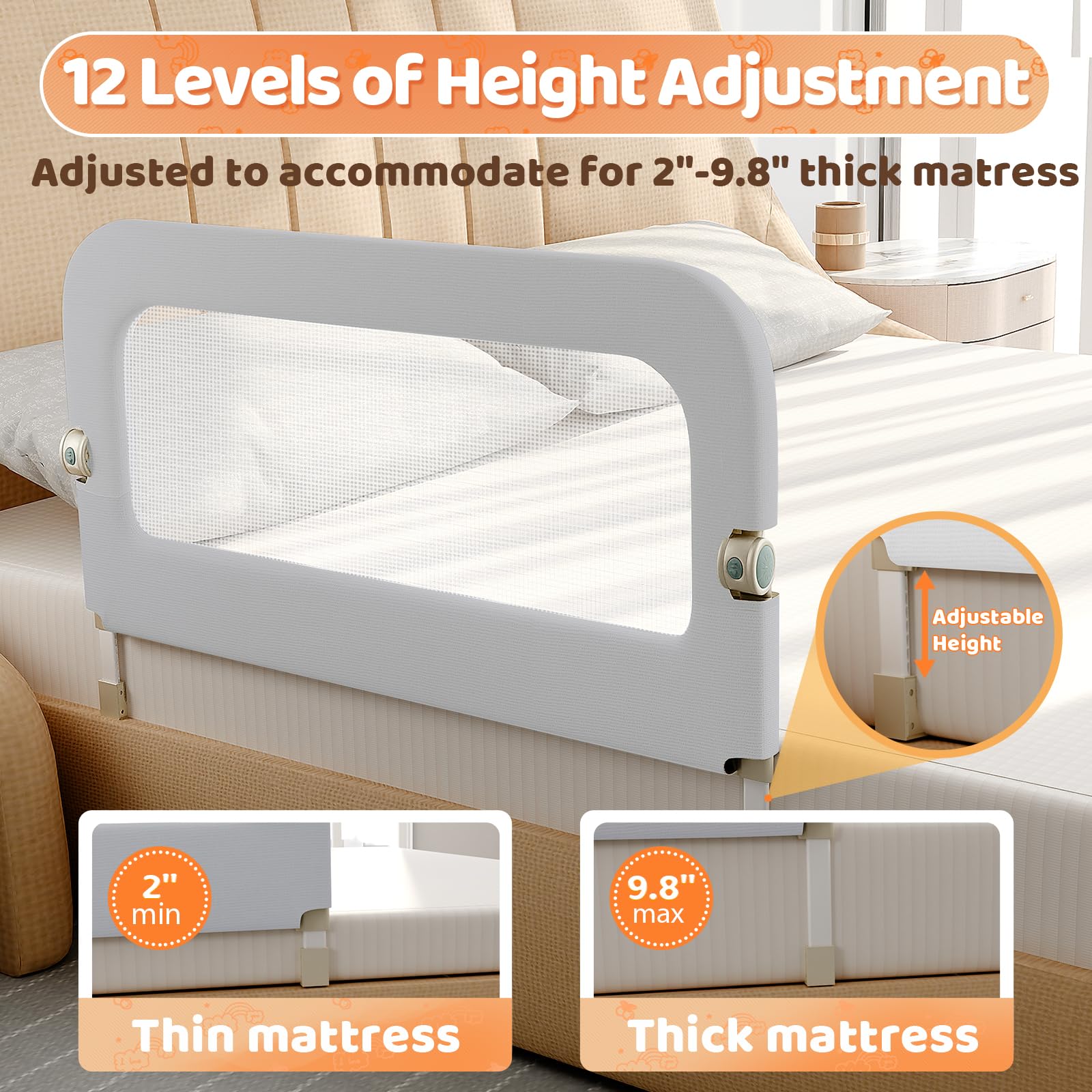 omzer bed guard rail breathable mesh fabric keeps baby cool while you monitor