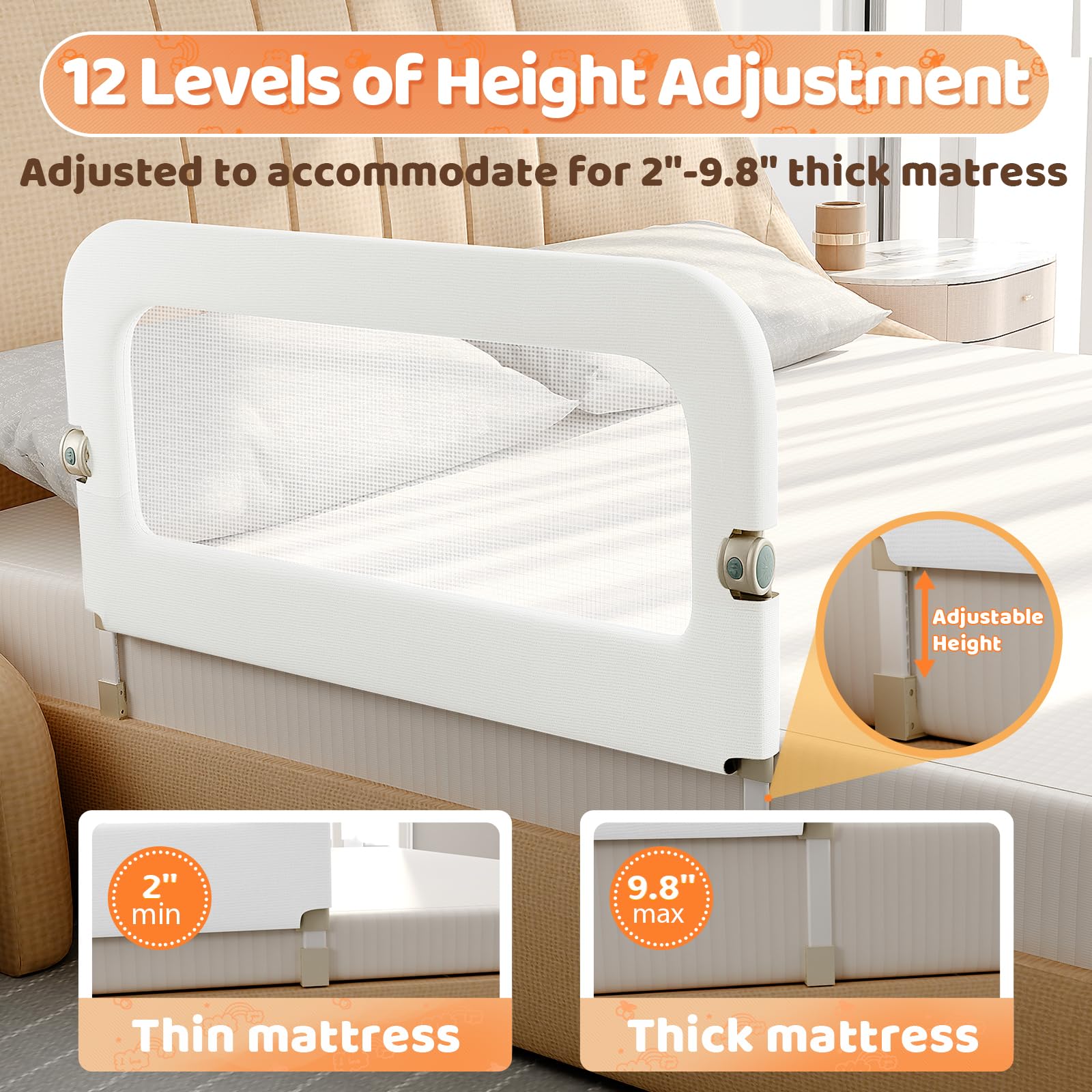 omzer bed guard rail breathable mesh keeps baby cool and visible