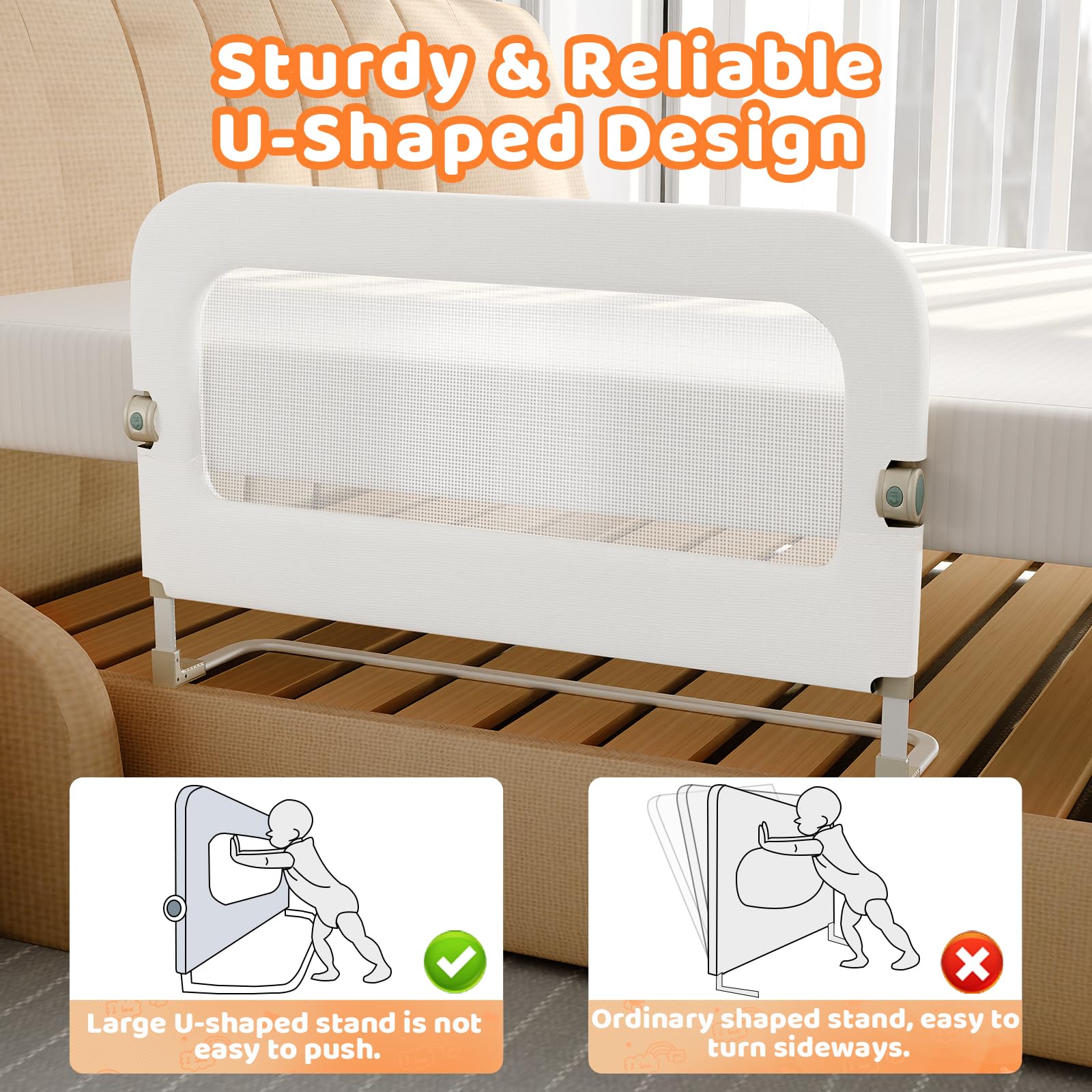 omzer bed guard rail compatible with twin full queen king and bunk beds