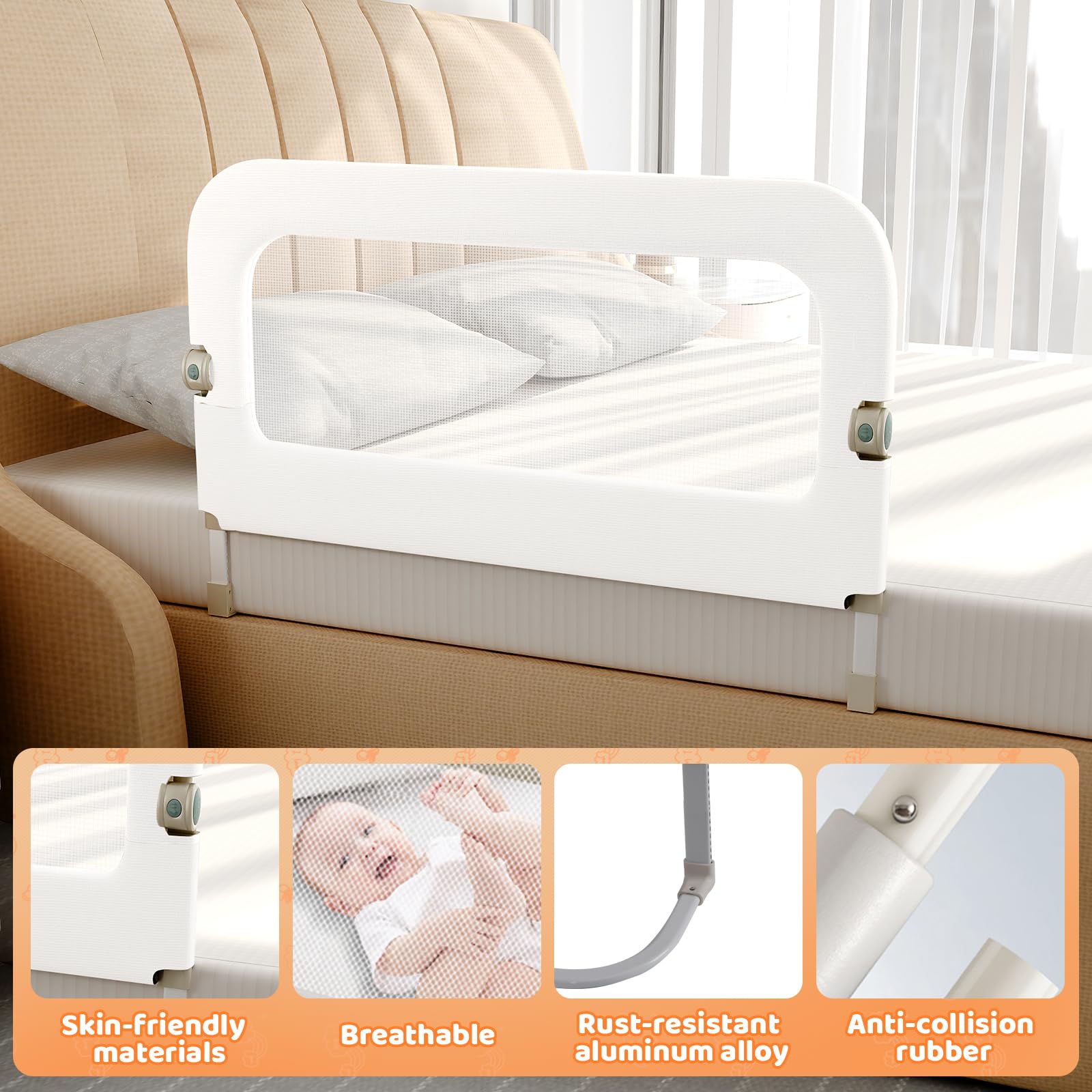 omzer bed guard rail easy installation needs no tools for quick setup