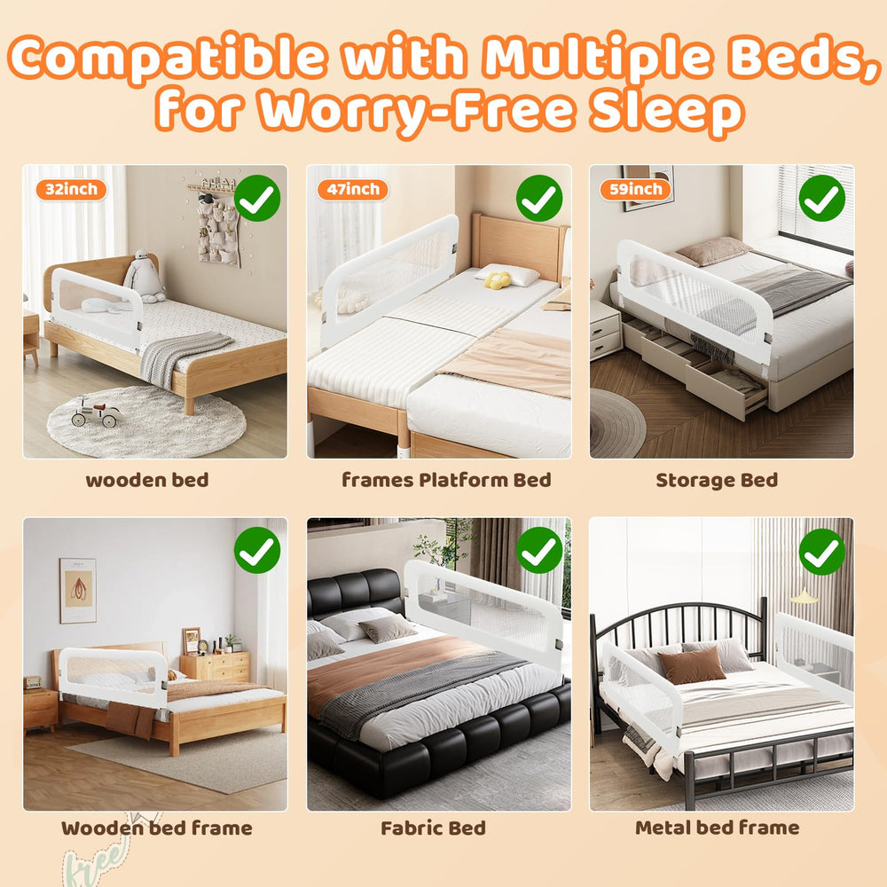omzer bed guard rail space-saving fold-down design for daytime access