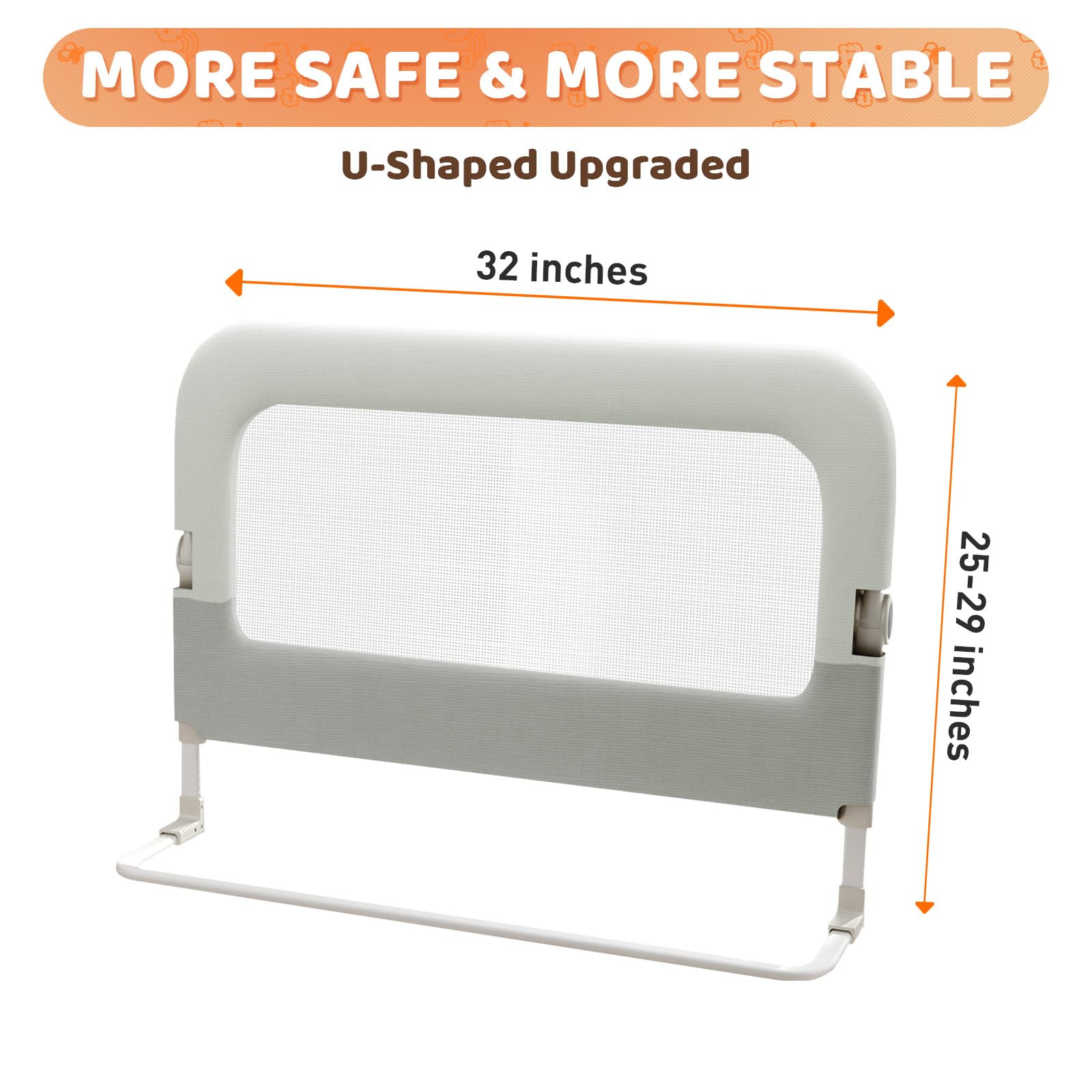 Omzer bed guard rail fits twin, queen and king beds