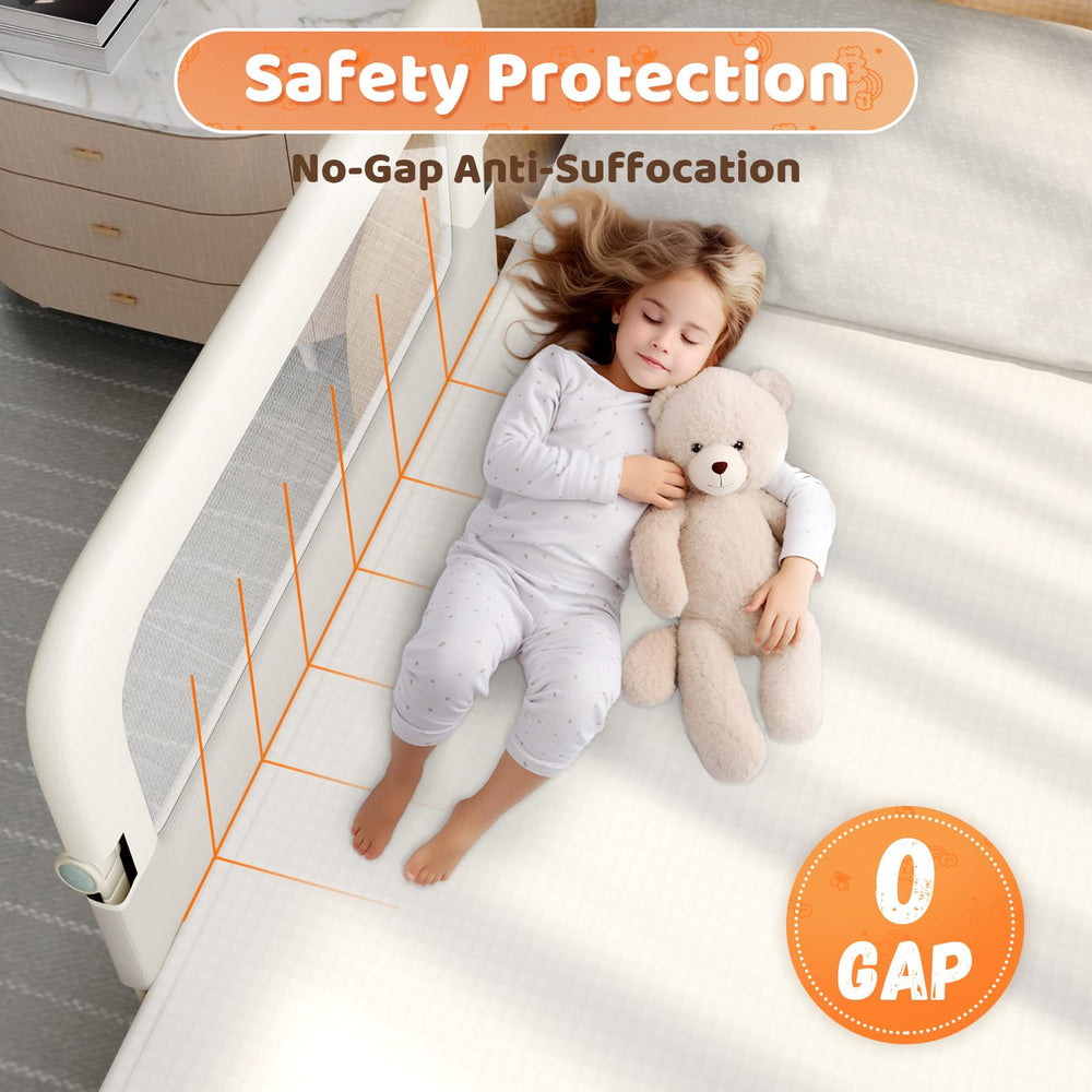 Omzer bed guard rail with reinforced U-shaped kickstand ensures stable installation