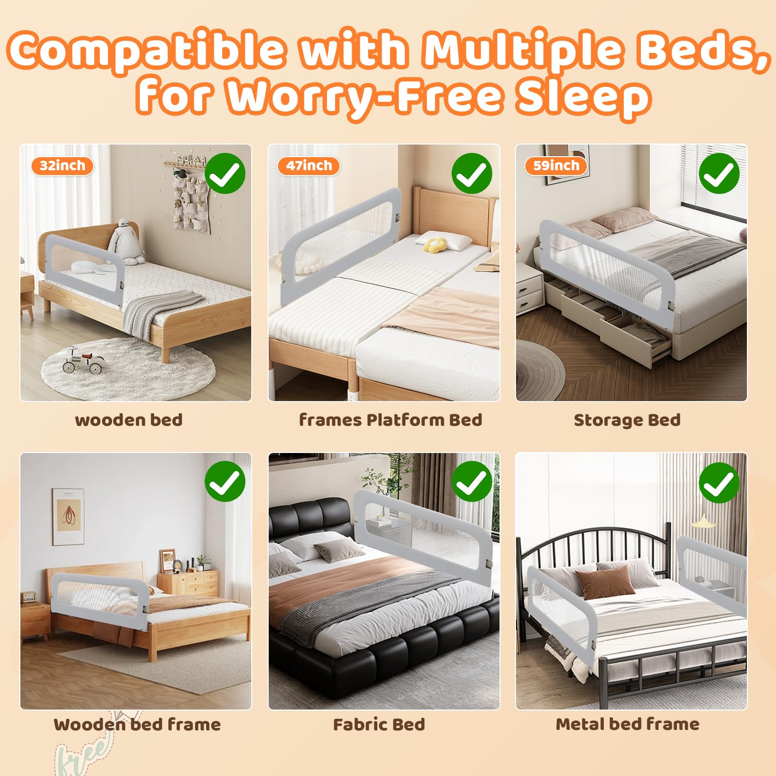 omzer bed guard rail fits twin full queen king beds.